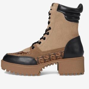 Steve Madden Tan Brown Lug Platform Combat Lace-Up Side-Zip Boots